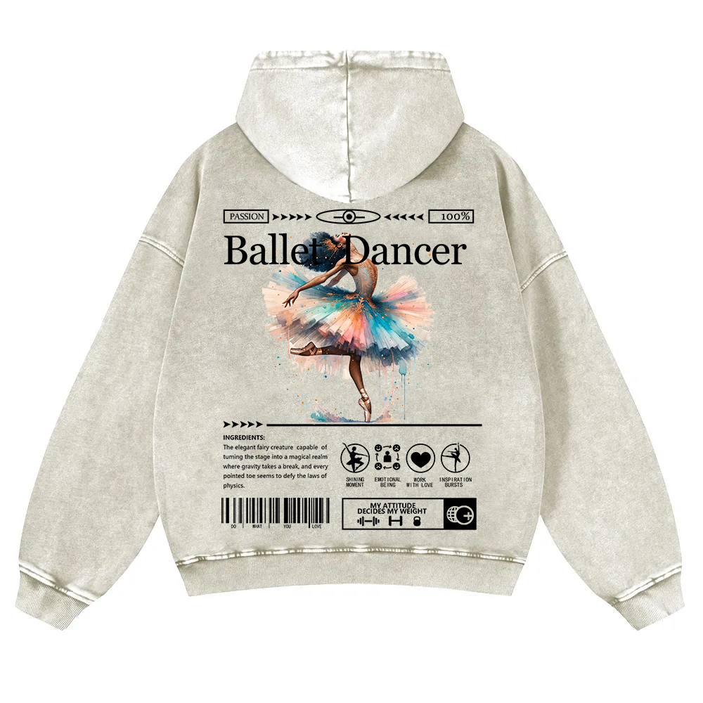 Ballet Dancer Washed Hoodie wearishow