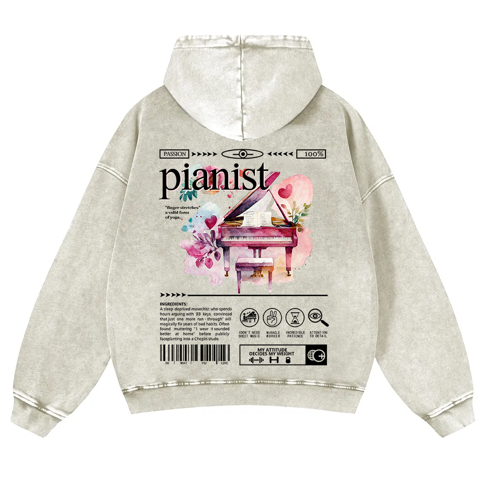 Pianist Washed Hoodie wearishow