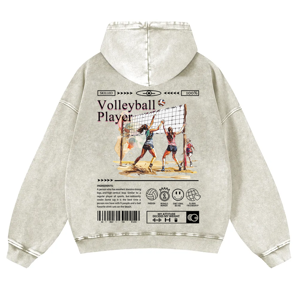 Volleyball Player Washed Hoodie wearishow