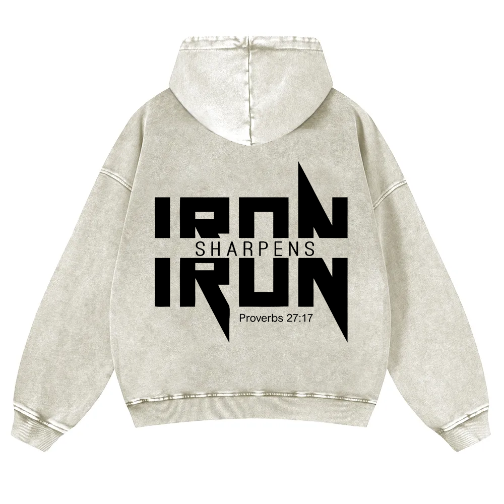 Iron Sharpens Iron Christian Washed Hoodie wearishow