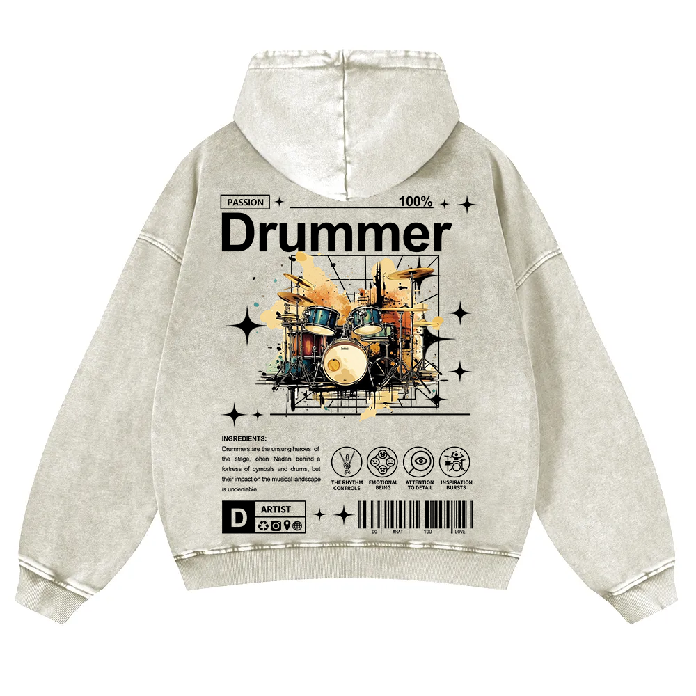 Drummer Washed Hoodie wearishow
