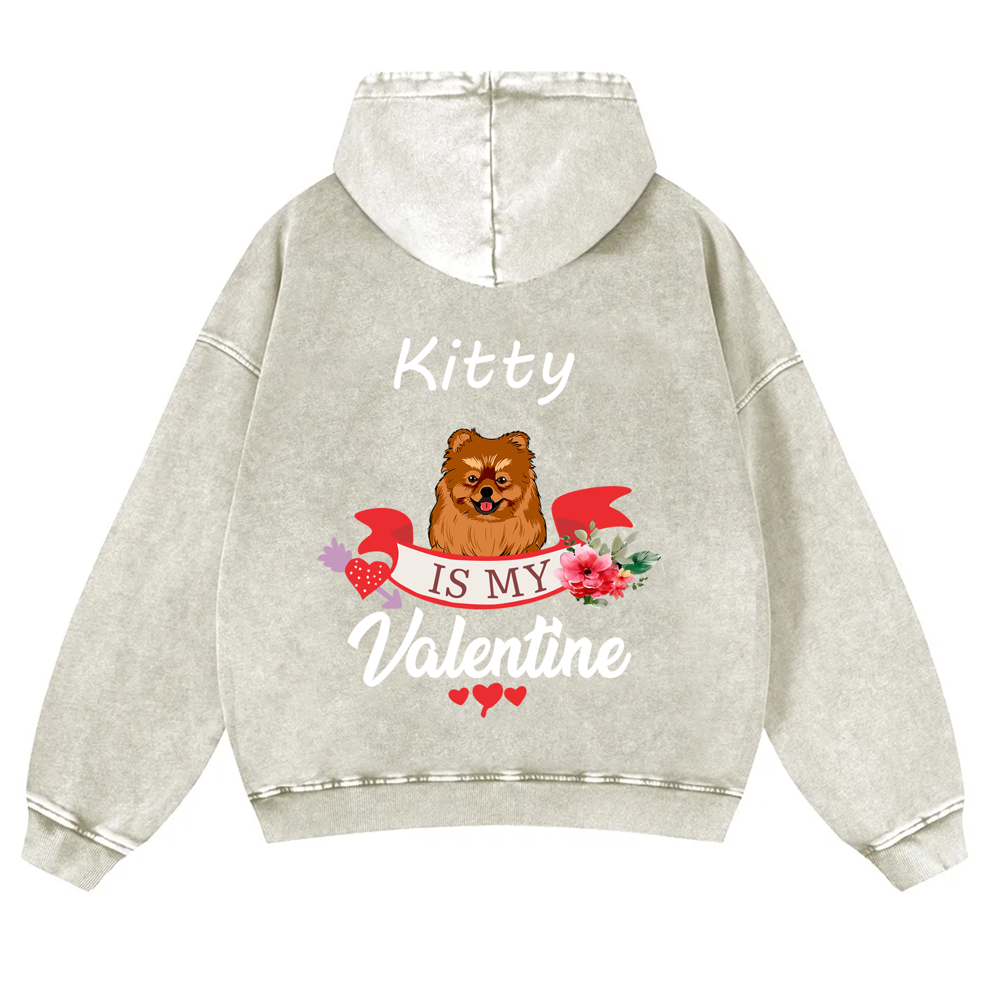 My Dog Is My Valentine Lover - Personalized Custom Unisex Washed Hoodie