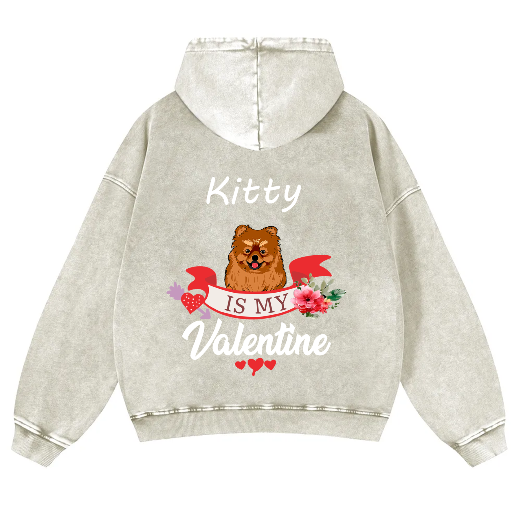 My Dog Is My Valentine Lover - Personalized Custom Unisex Washed Hoodie