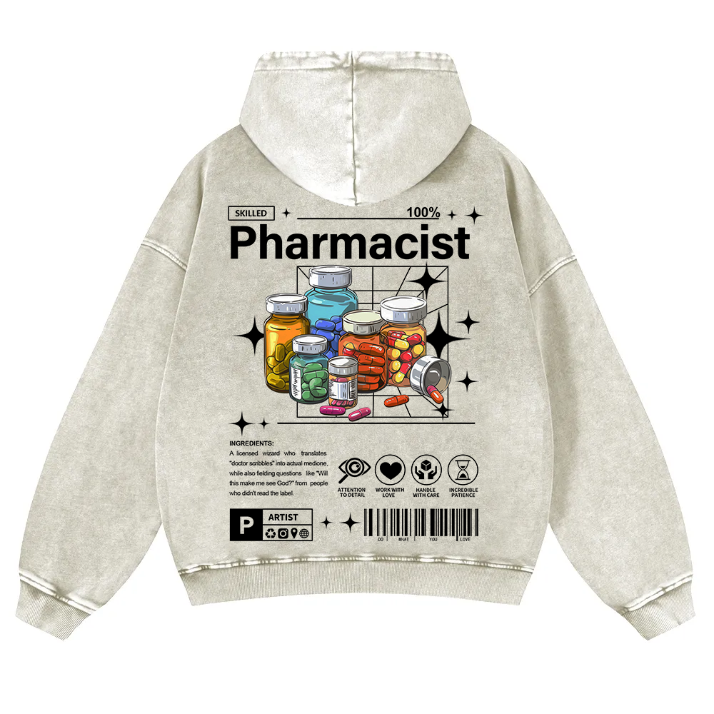 Pharmacist Washed Hoodie wearishow