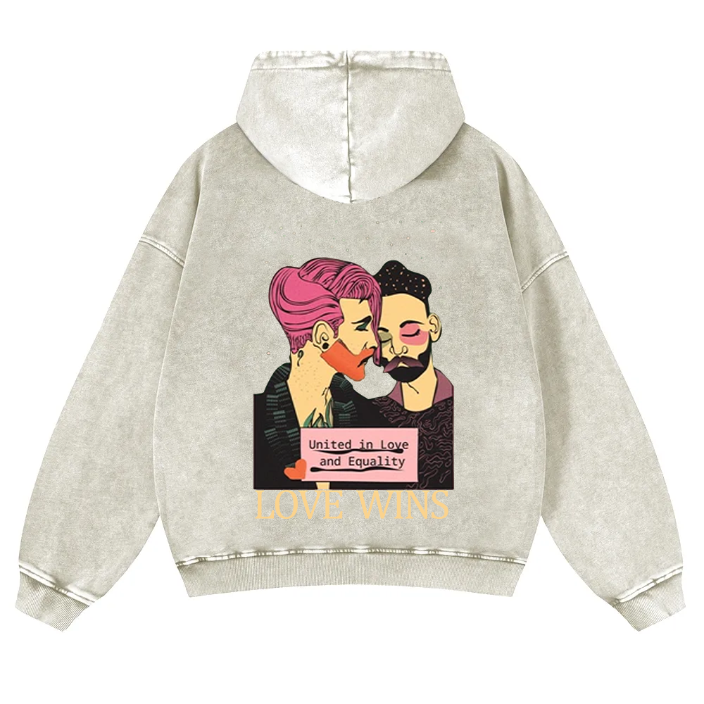 United in Love and Equality Love Wins Washed Hoodie wearishow