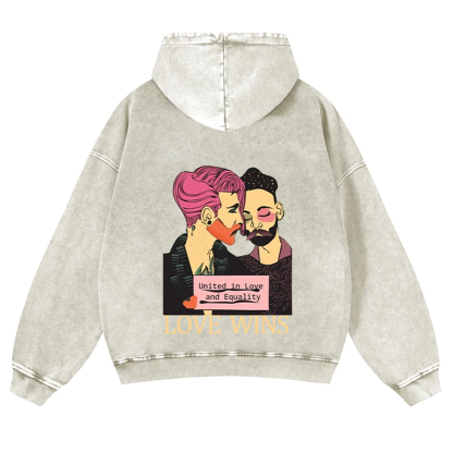 United in Love and Equality Love Wins Washed Hoodie wearishow