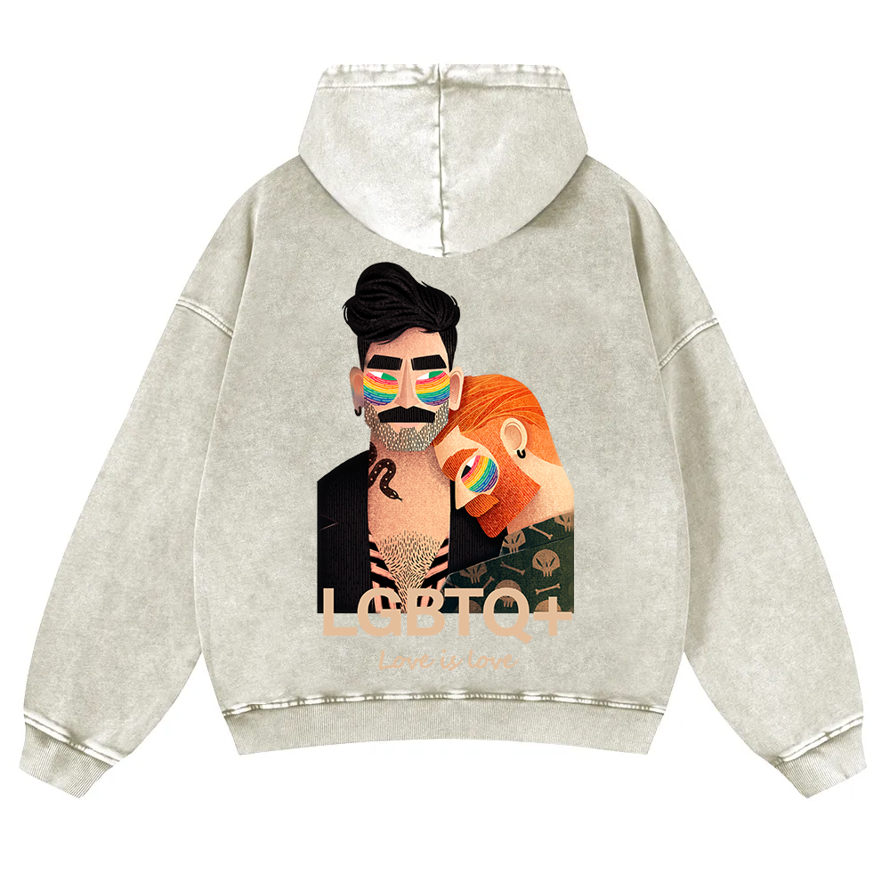 Lgbtq+ Love Is Love Washed Hoodie wearishow