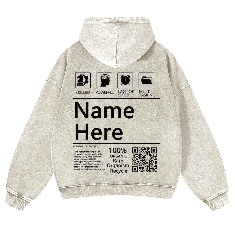 QR Code Customized Unisex Fit Washed Hoodie