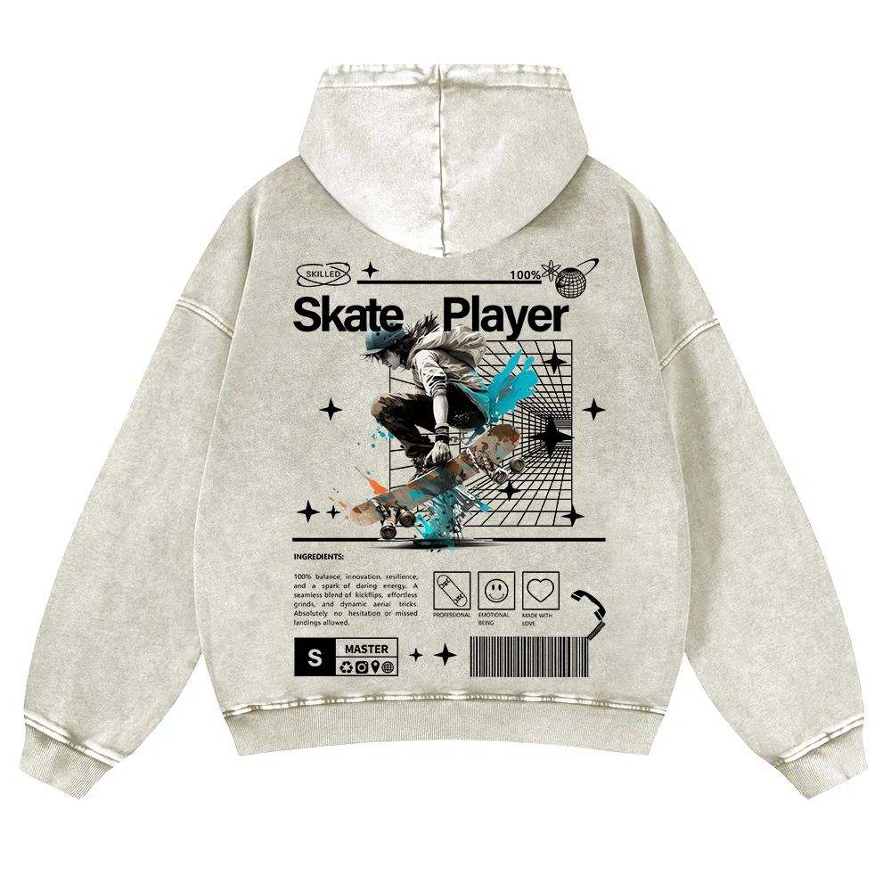 Skate Player  Washed Hoodie wearishow