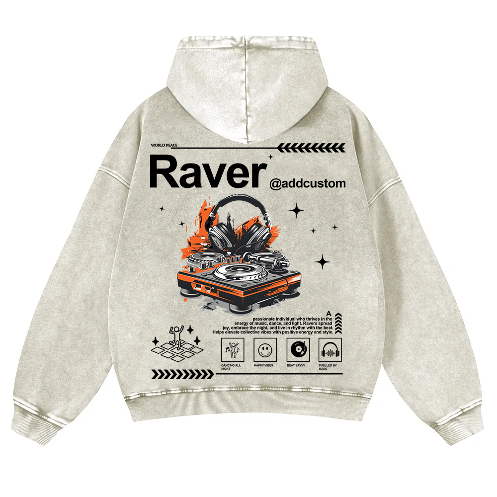 Addcustom Raver Washed Hoodie wearishow