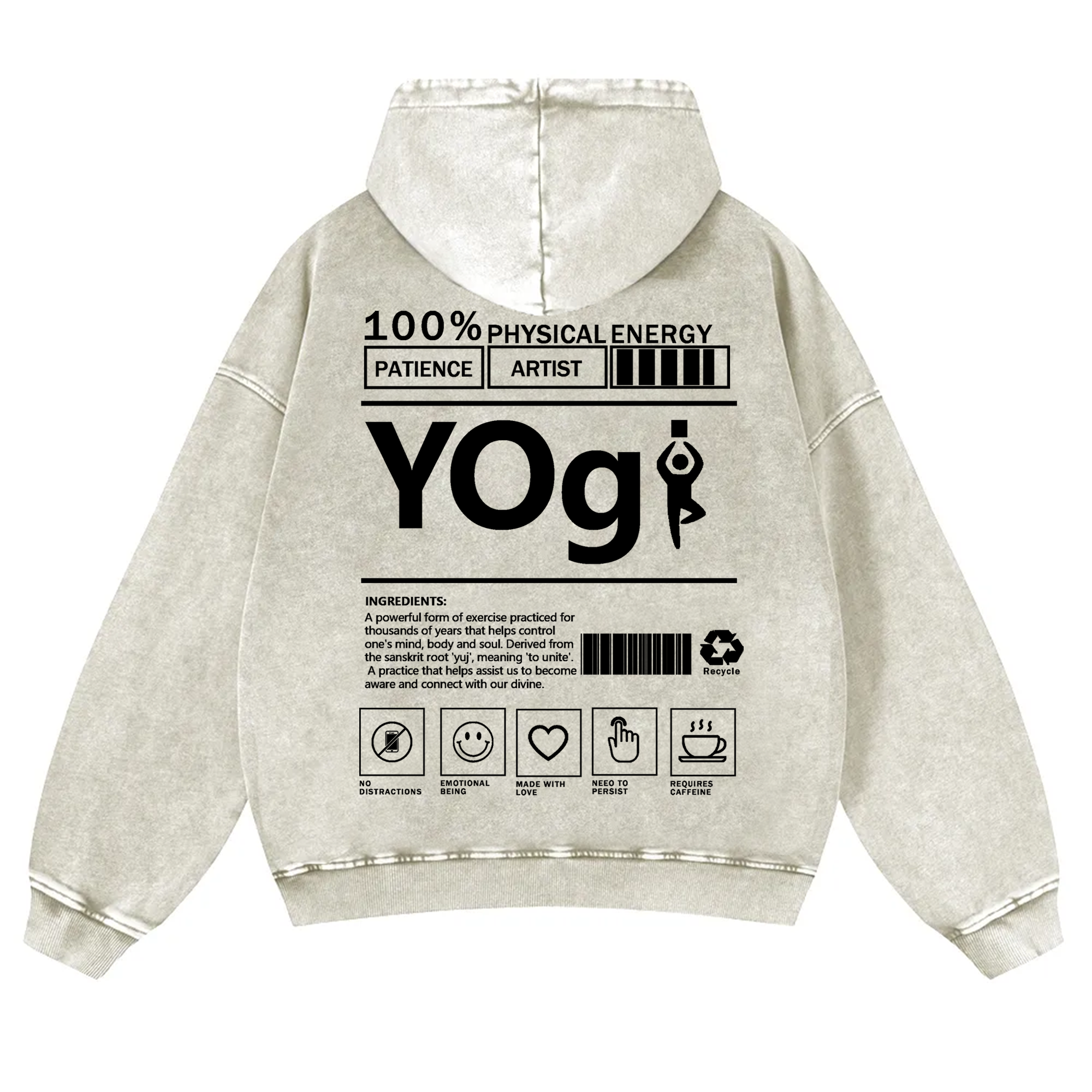 Yogi Solid Color Unisex Washed Hoodie