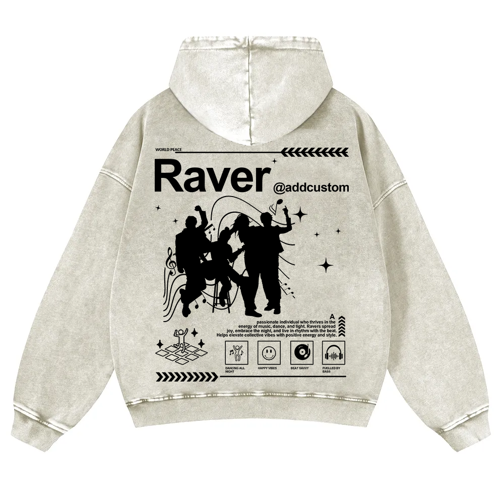 Addcustom Raver Washed Hoodie wearishow
