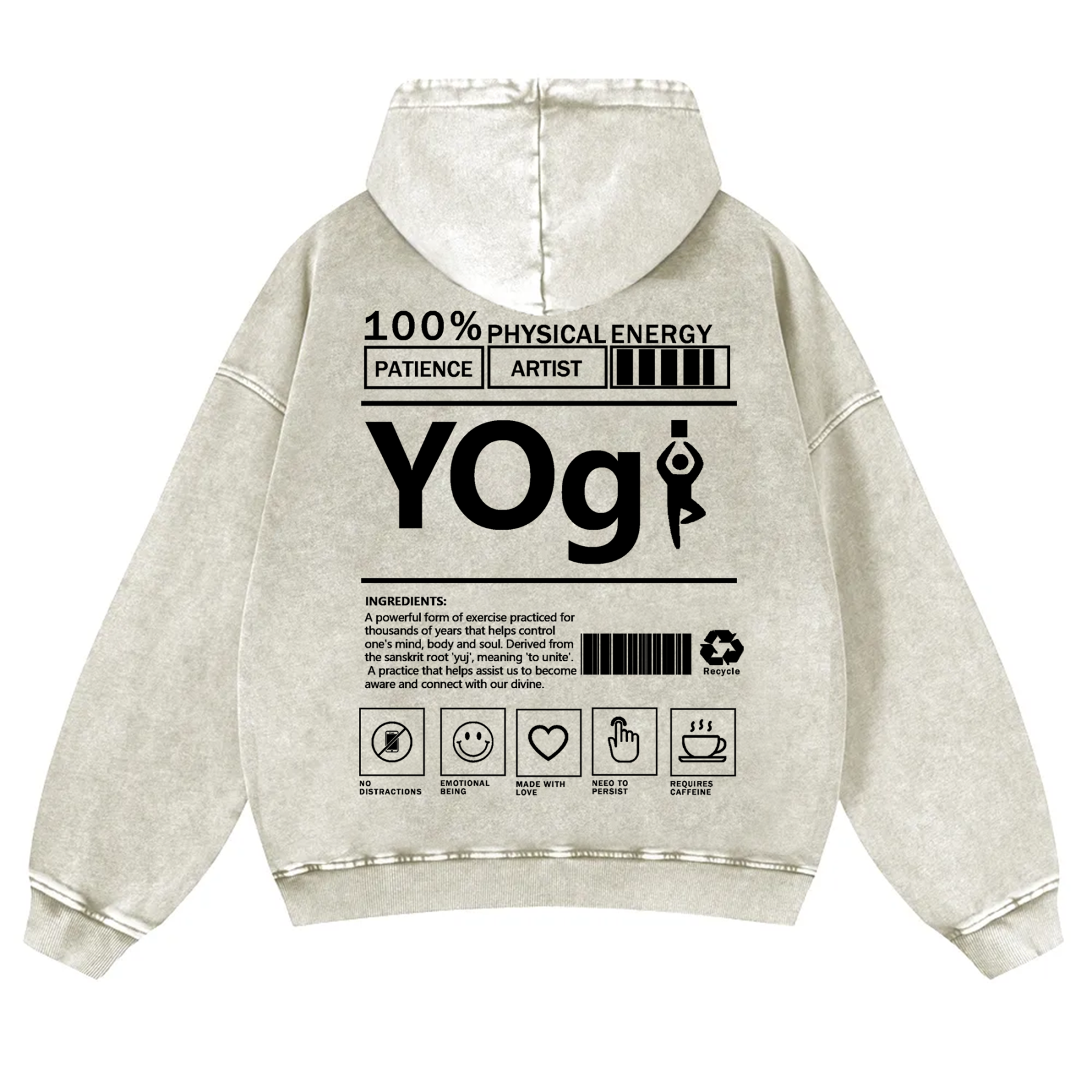 Yogi Solid Color Unisex Washed Hoodie