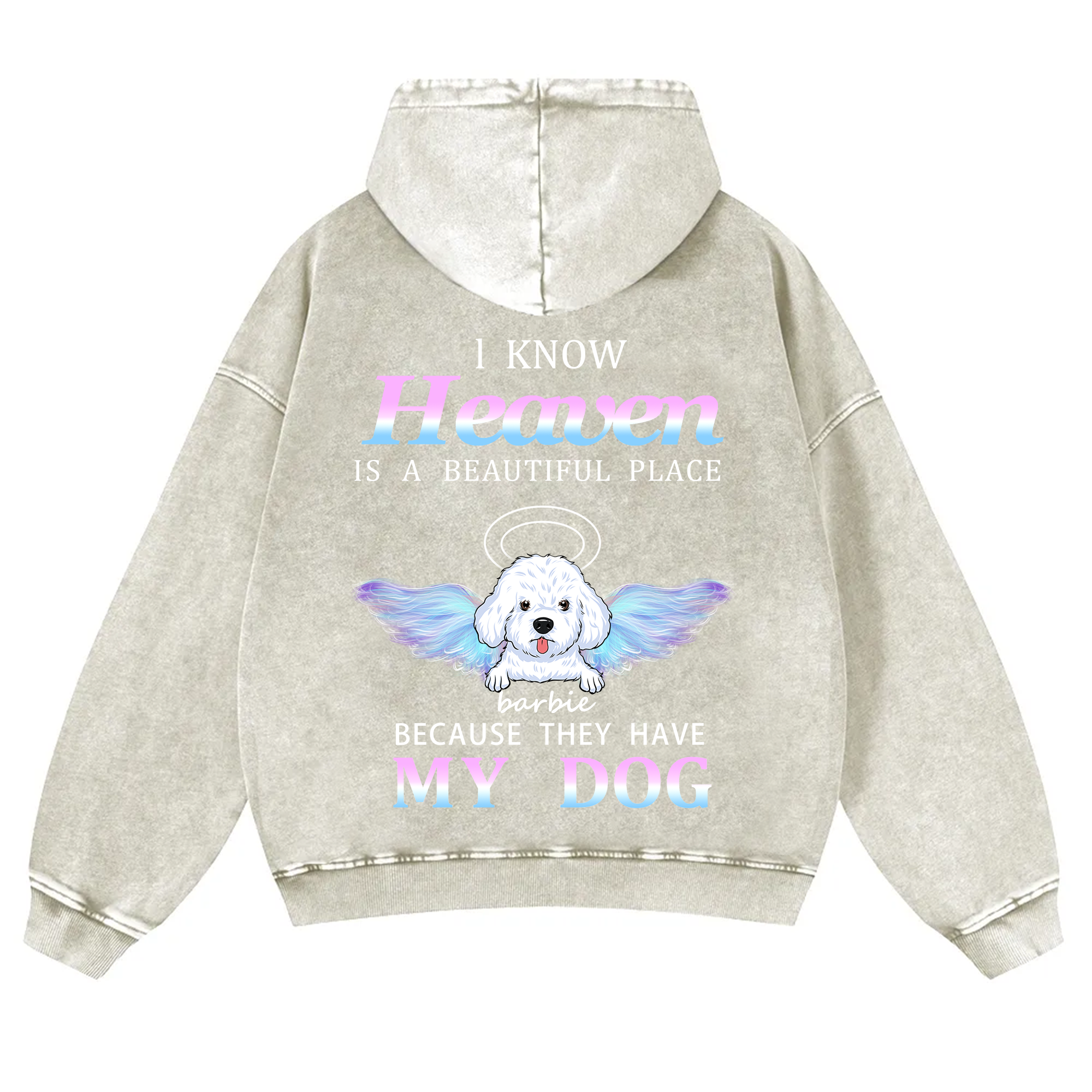 Heaven Is A Beautiful Place - Personalized Custom Unisex Washed Hoodie