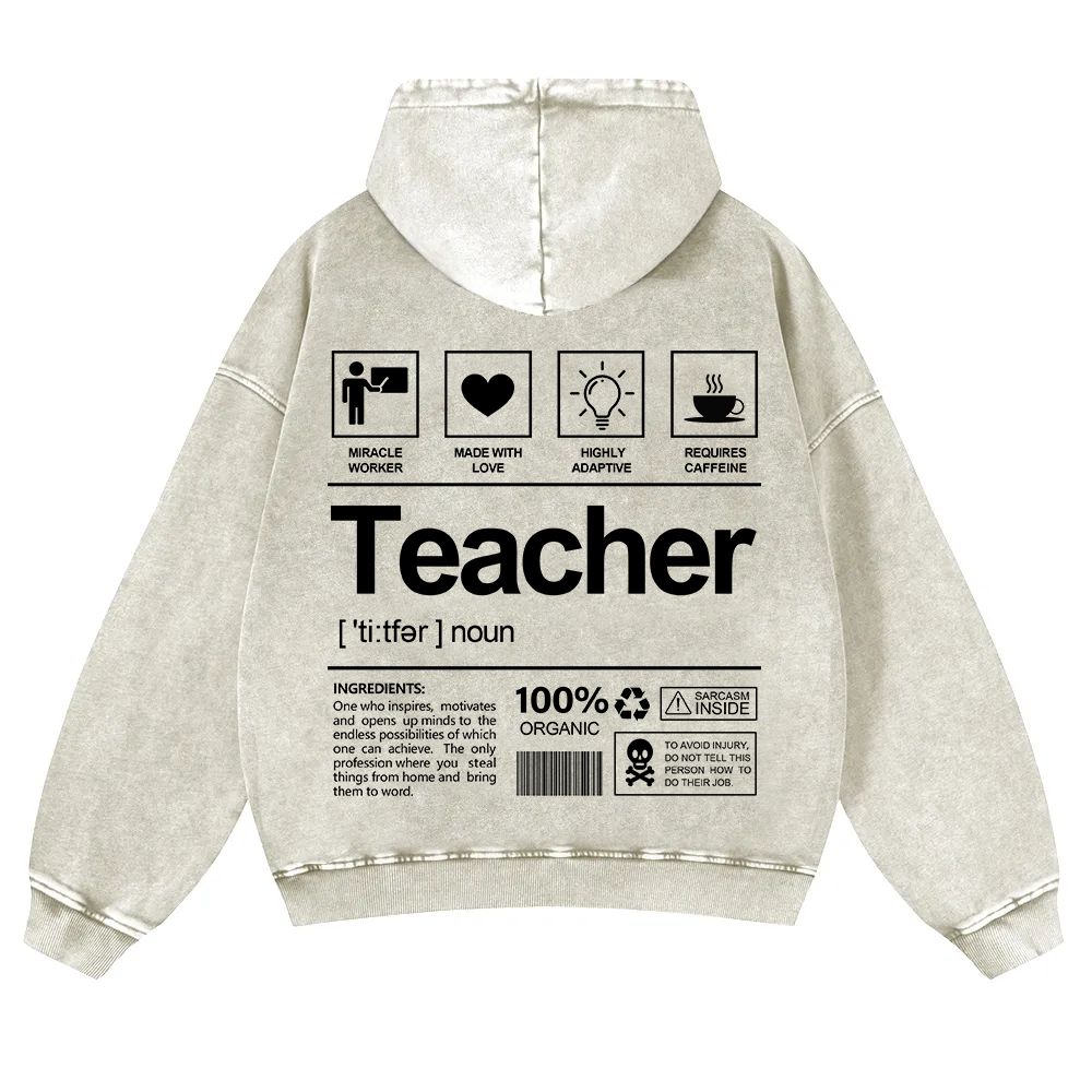 Teacher Washed Hoodie wearishow