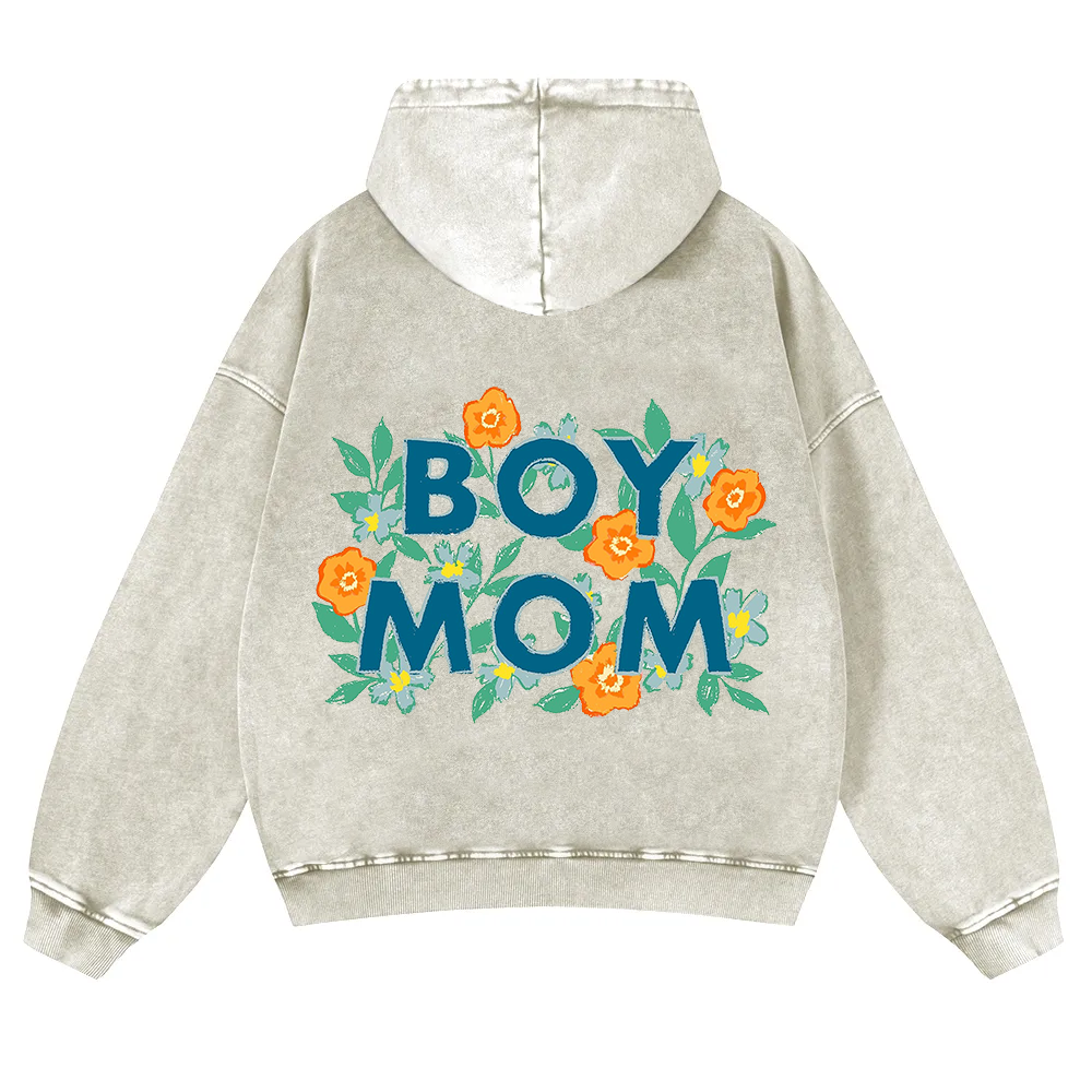 Boy Mom Washed Hoodie wearishow
