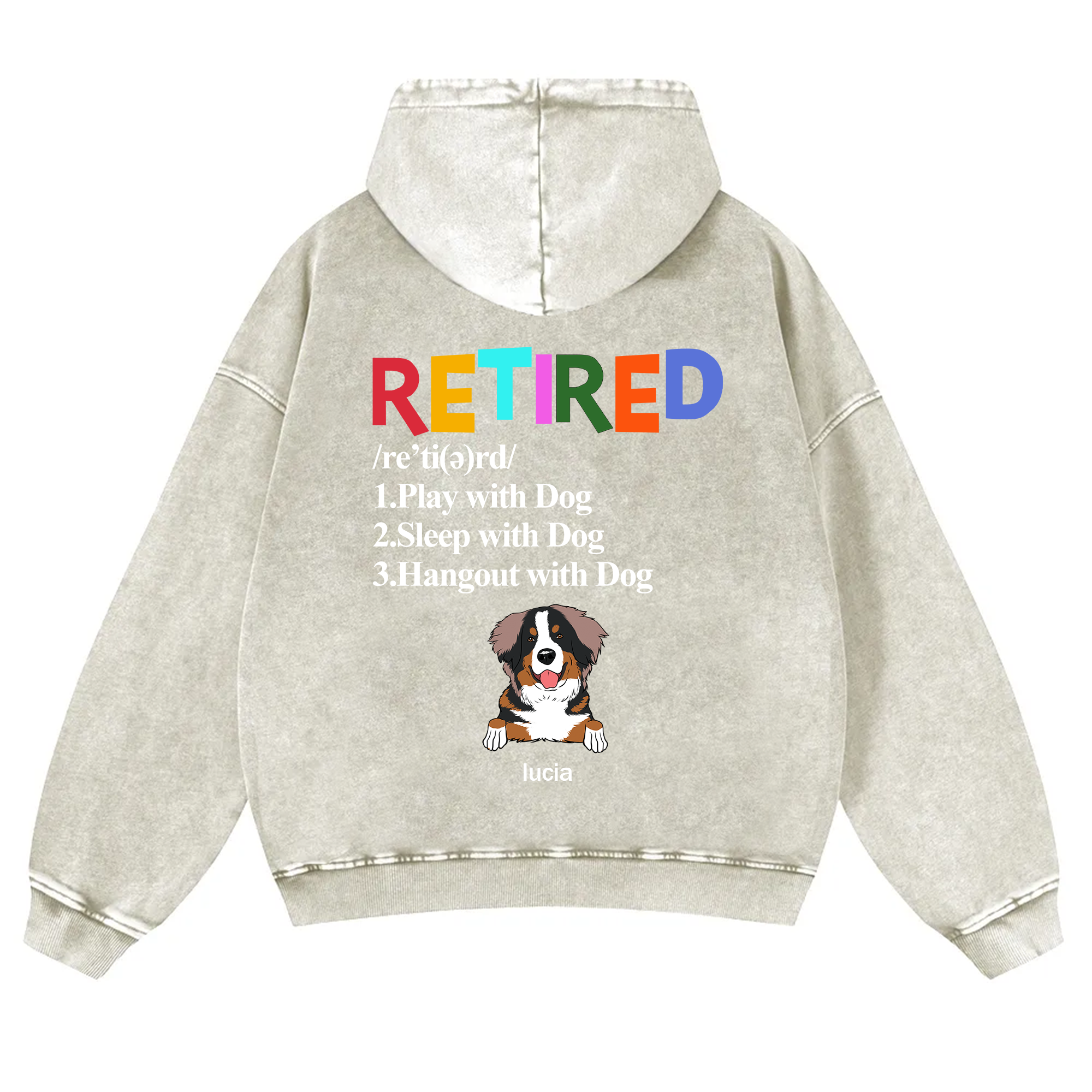 Retired,Play With Dog - Personalized Custom Unisex Washed Hoodie