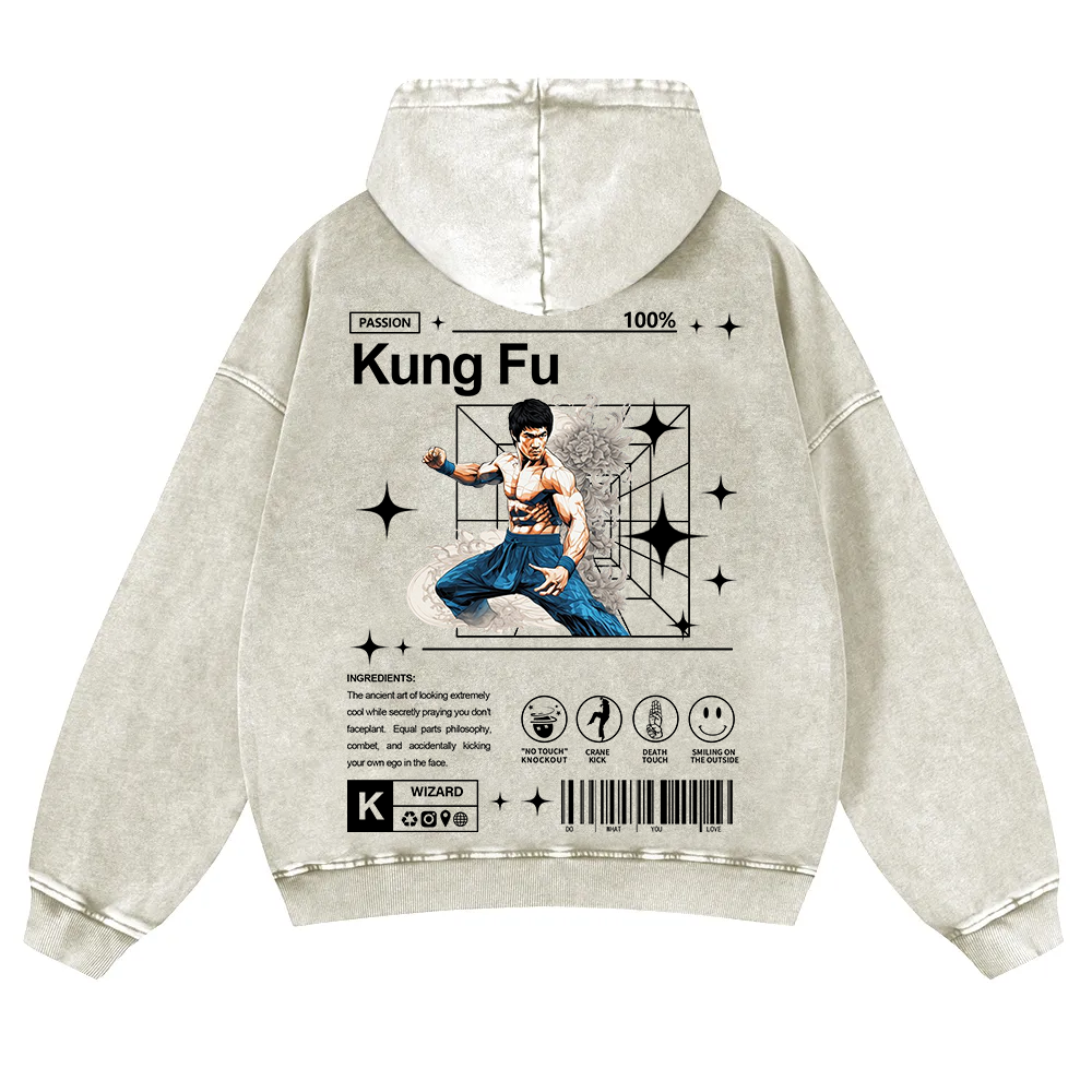 Kung Fu Washed Hoodie wearishow