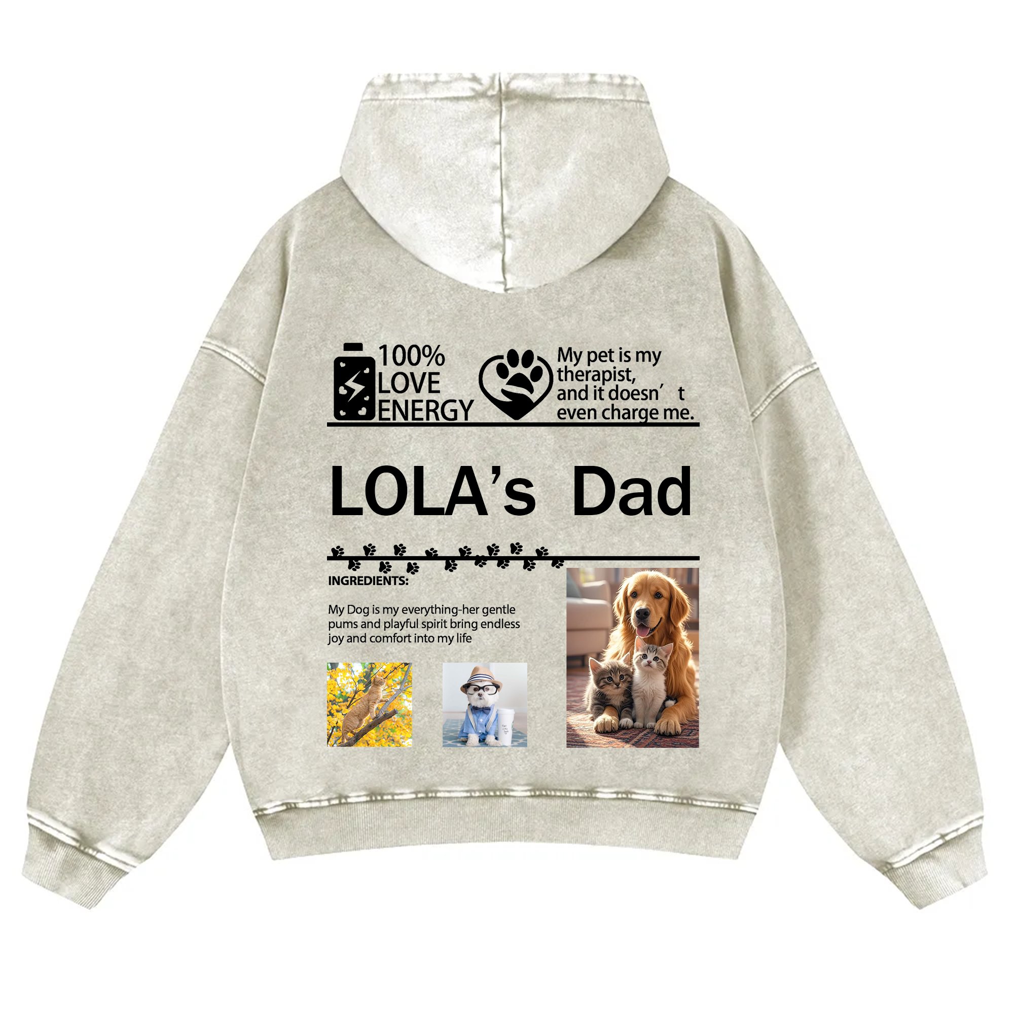 Pet Photo Creative Customized Unisex Washed Hoodie