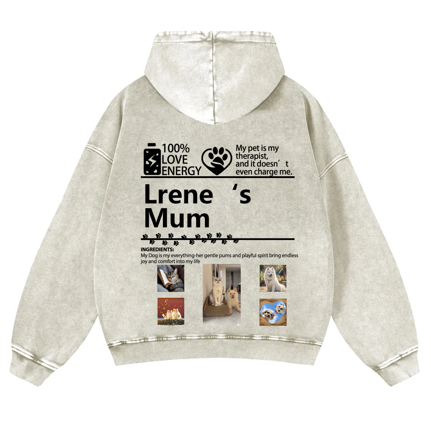 Pets Photos Creative Customized Unisex Washed Hoodie