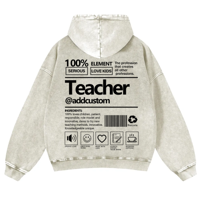 Teacher Addcustom Casual Washed Hoodie wearishow