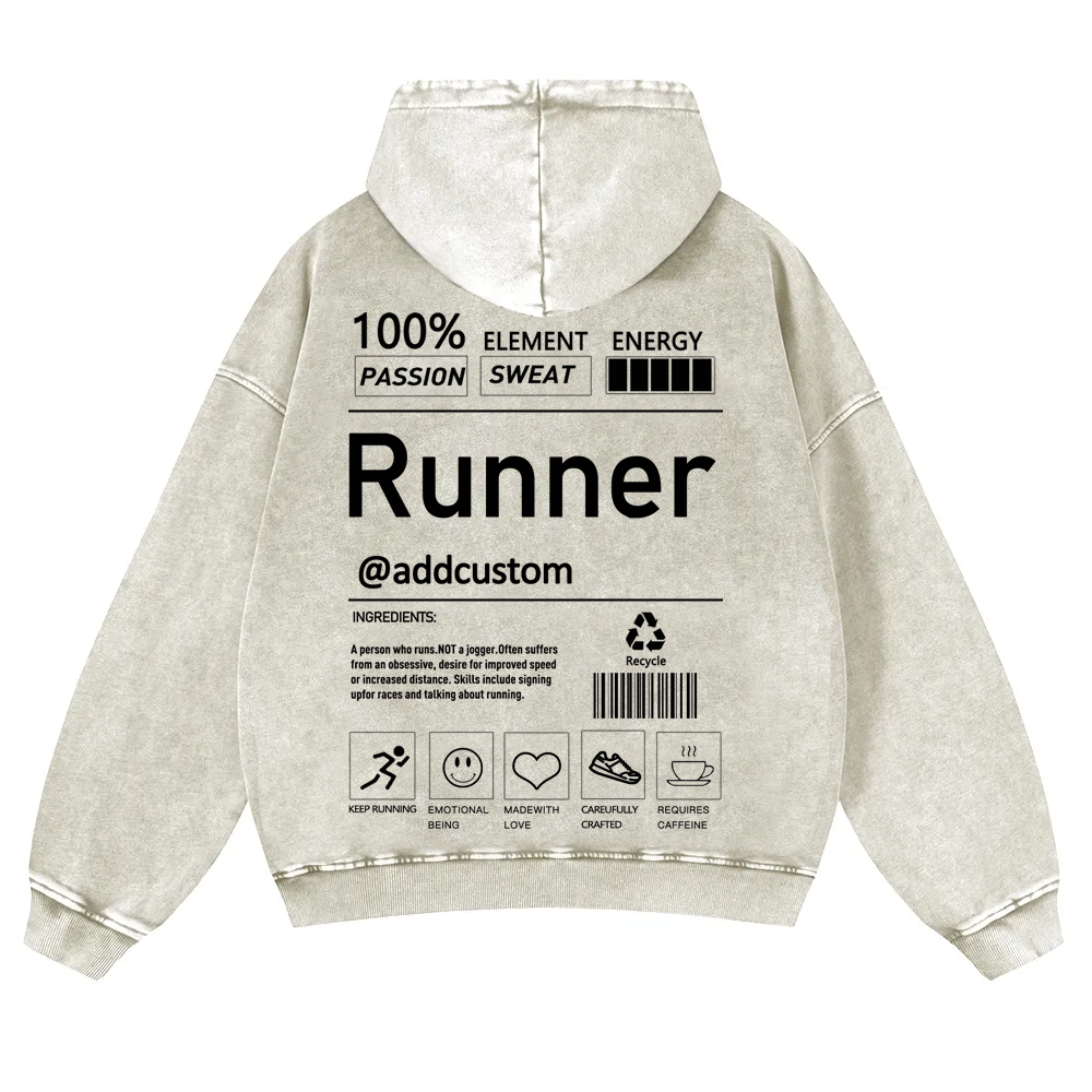Addcustom Runner Casual Washed Hoodie