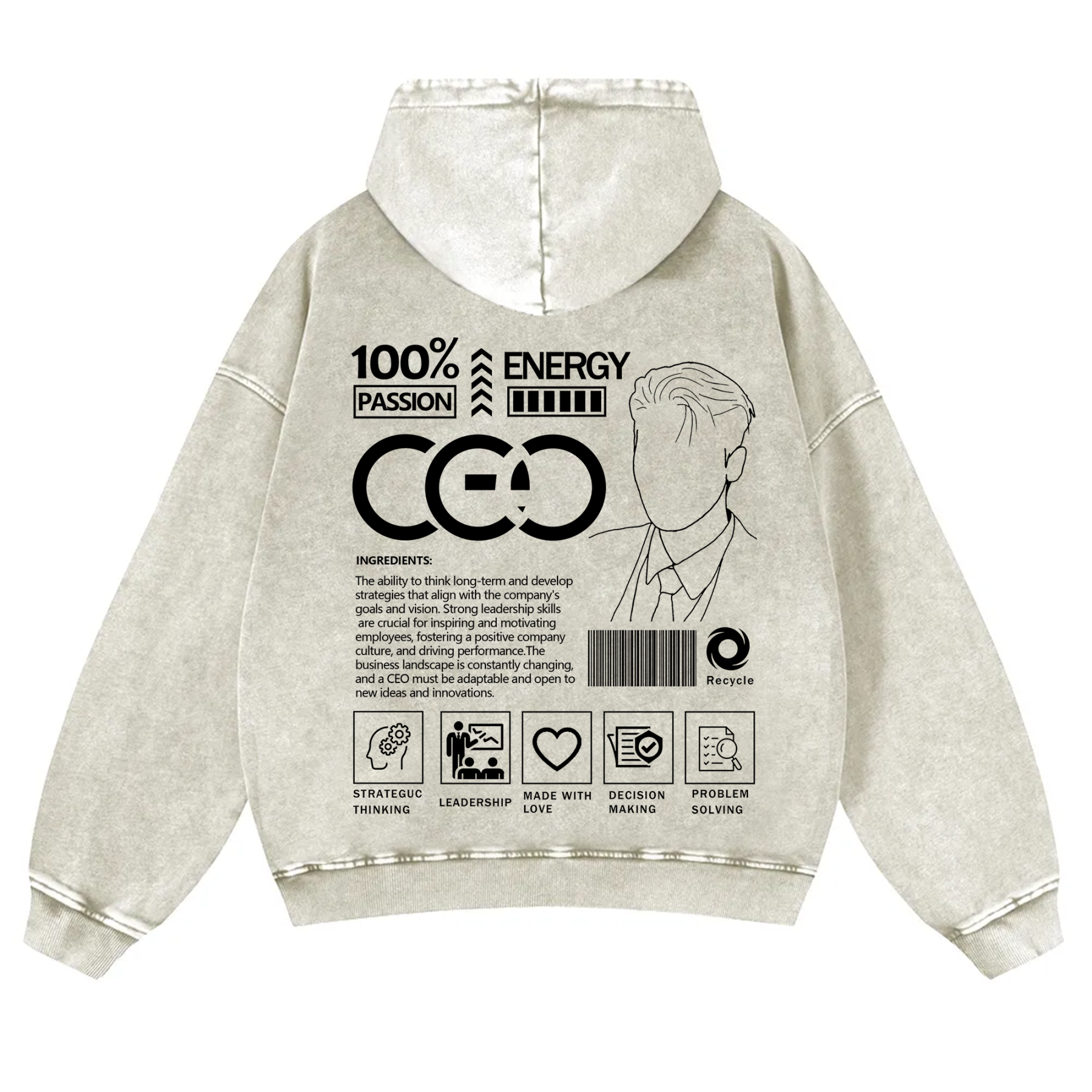 CEO  Unisex Fit Vintage Washed Hoodie