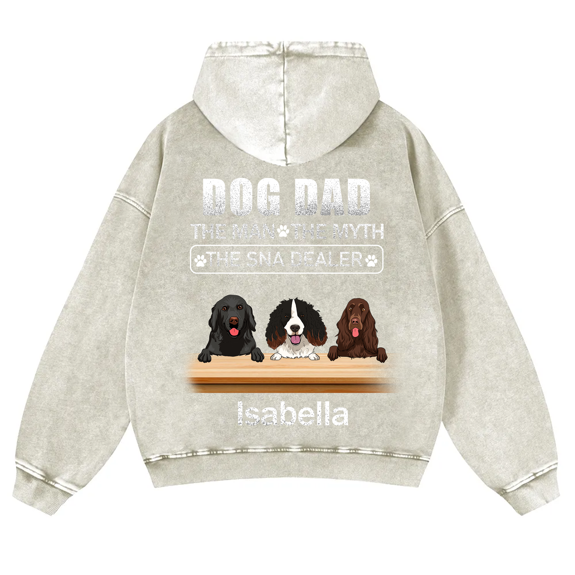 Dog Dad The Man The Myth The Snack Dealer - Personalized Custom Unisex Washed Hoodie