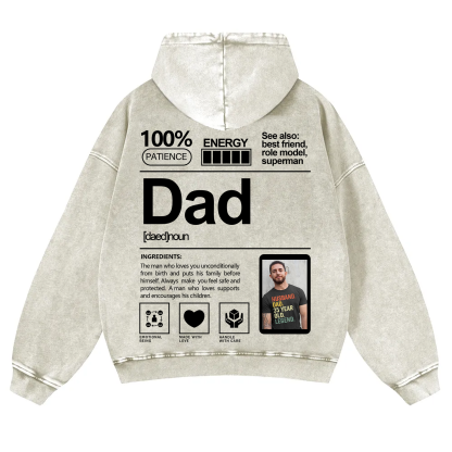 Addcustom Photo Dad Vintage Washed Hoodie