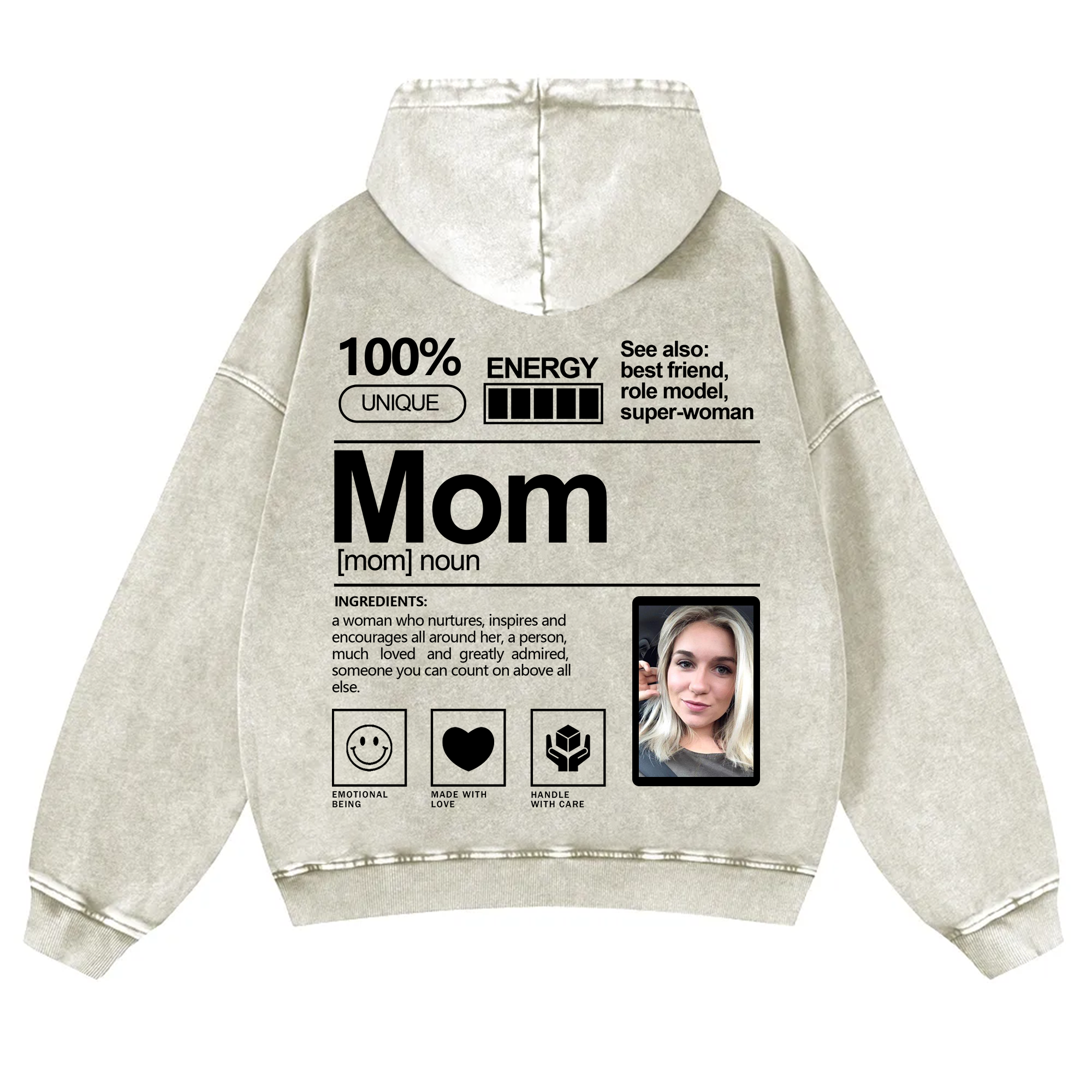 Addcustom Photo family Vintage Washed Hoodie