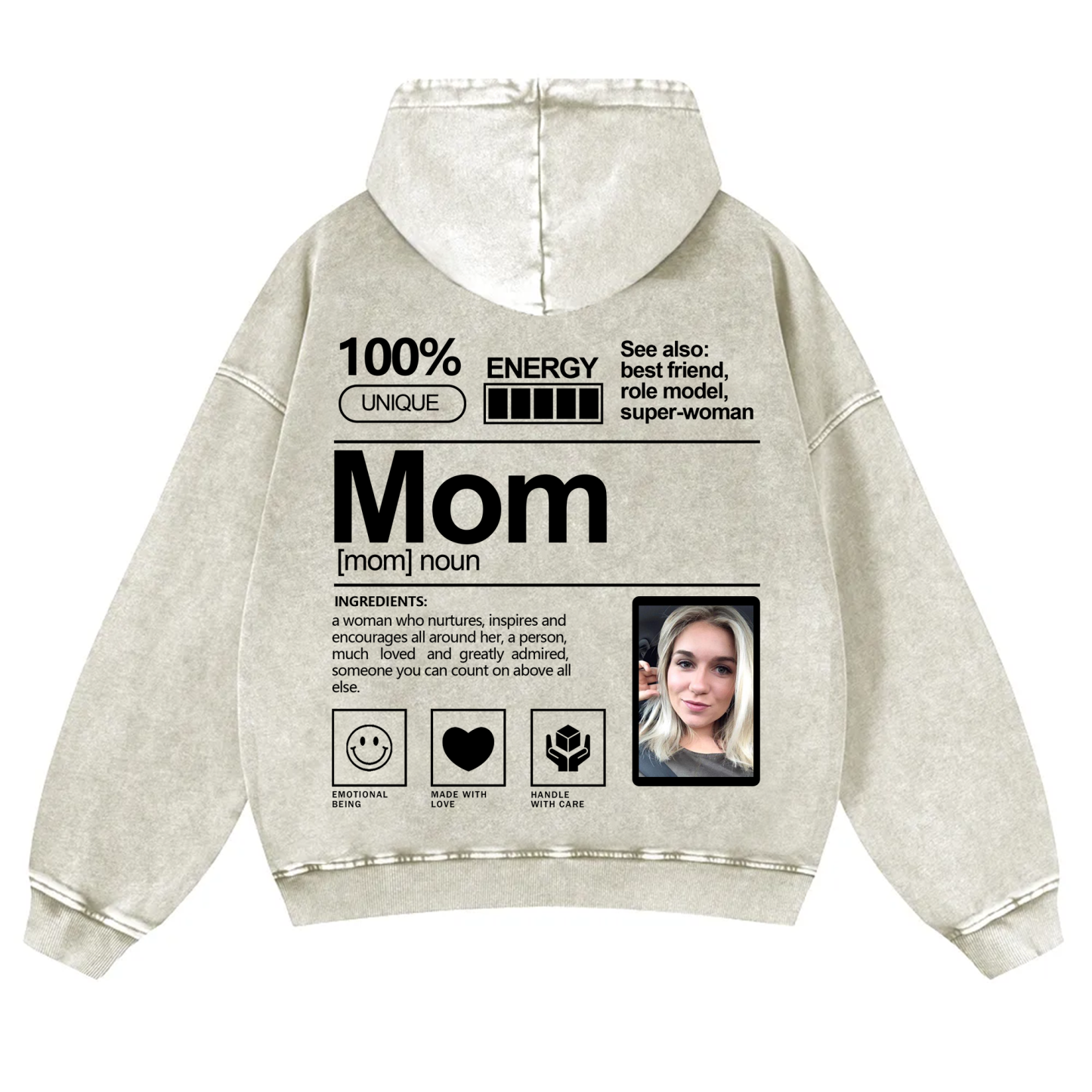 Addcustom Photo family Vintage Washed Hoodie
