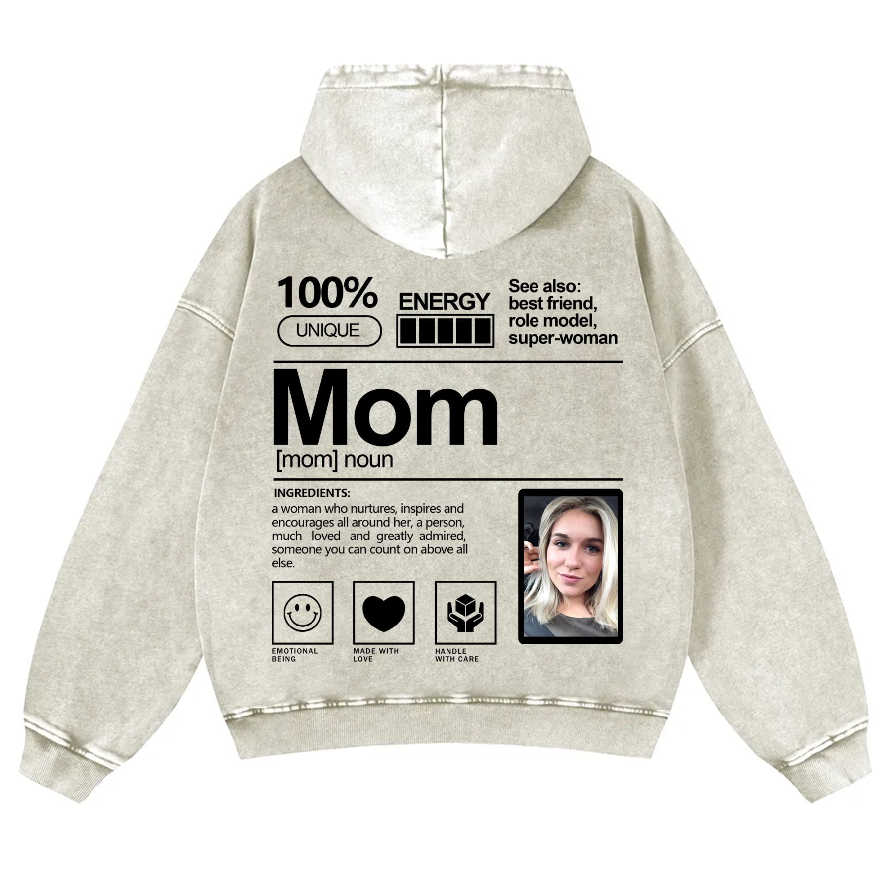 Addcustom Photo family Vintage Washed Hoodie