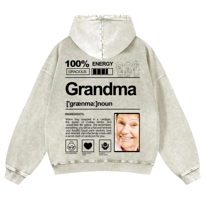 Addcustom Photo Grandma Vintage Washed Hoodie