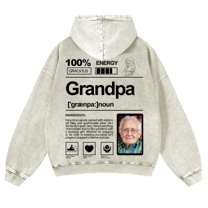 Addcustom Photo Grandpa Vintage Washed Hoodie
