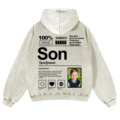 Addcustom Photo Son Vintage Washed Hoodie