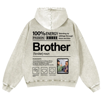 Addcustom Photo Brother Vintage Washed Hoodie
