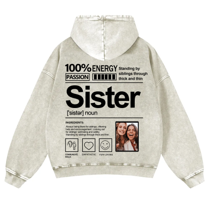 Addcustom Photo Sister Vintage Washed Hoodie