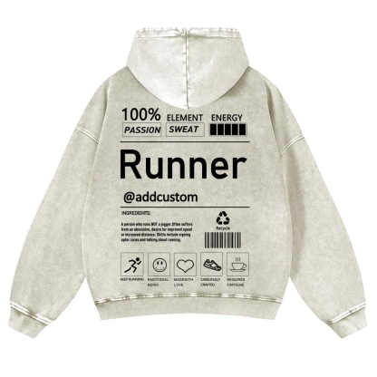 Addcustom Runner Casual Washed Hoodie