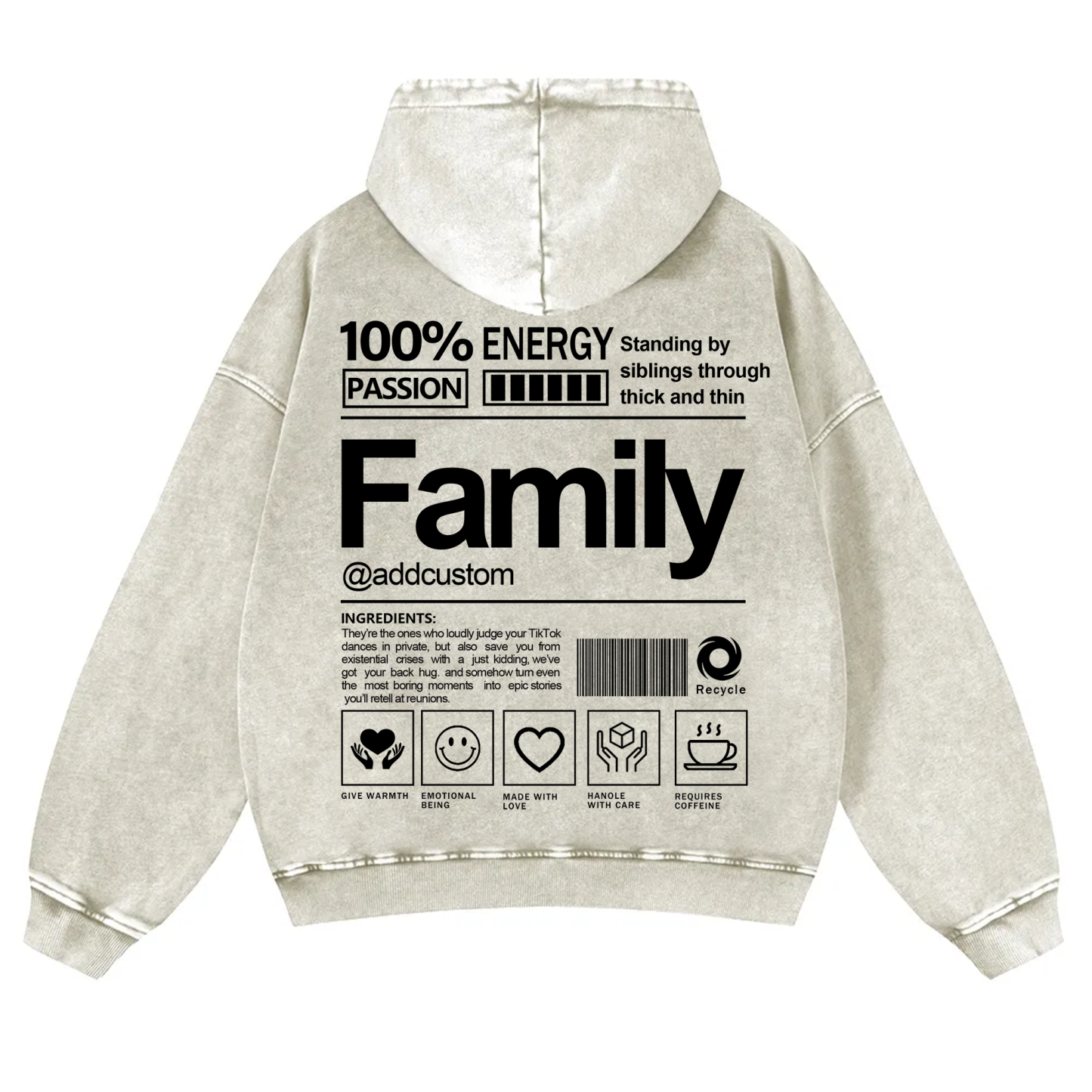 Family Addcustom  Vintage Washed Hoodie