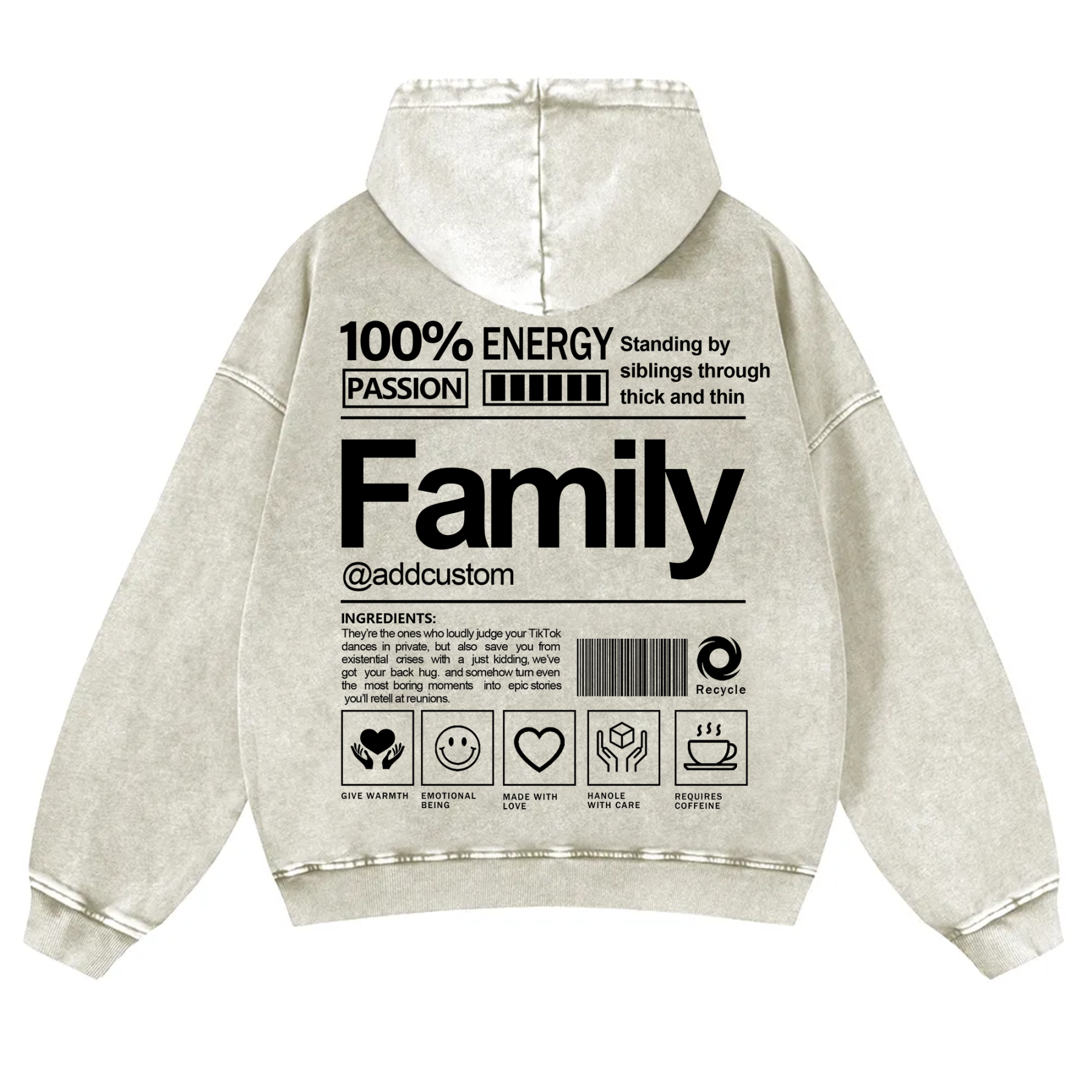 Family Addcustom  Vintage Washed Hoodie