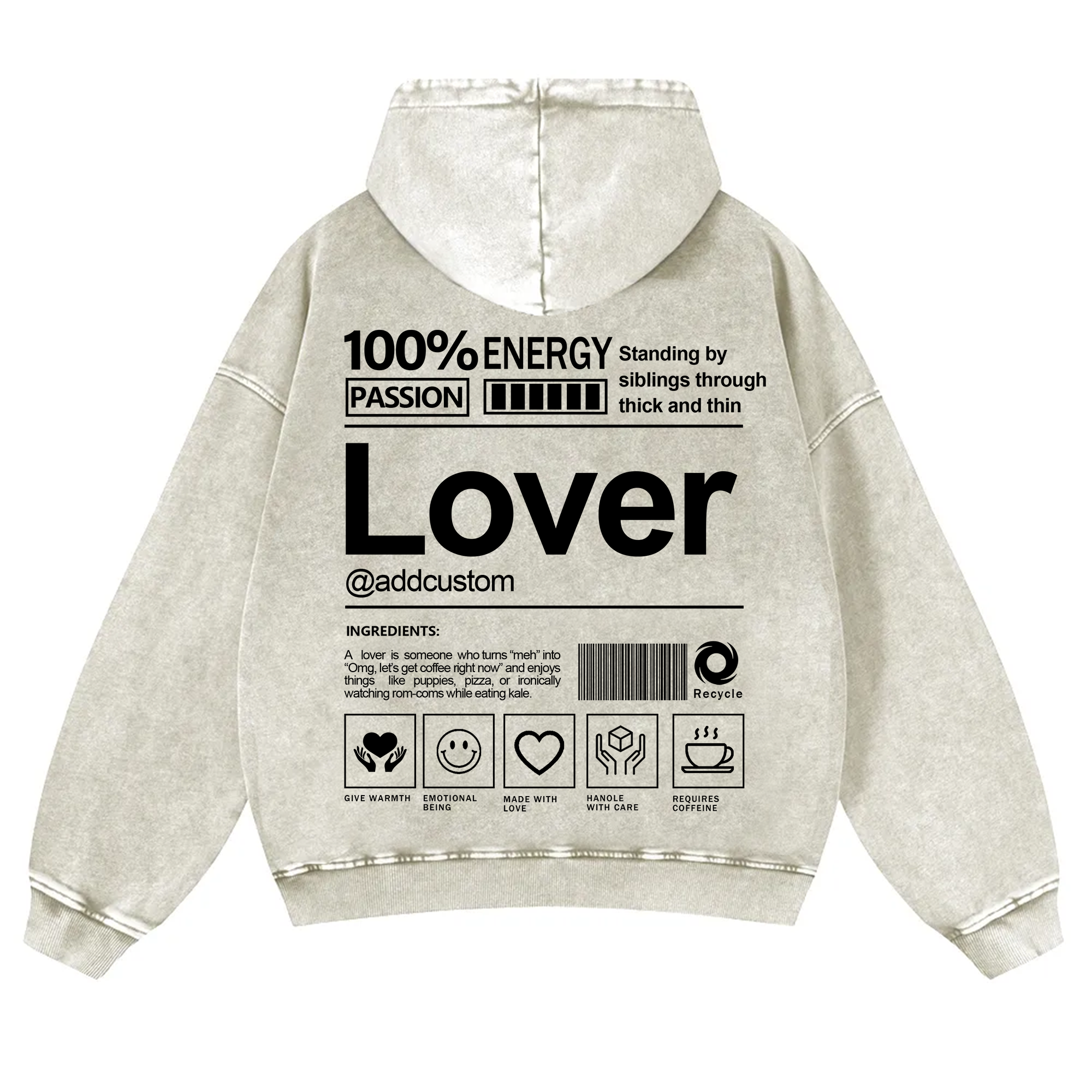 Lover Addcustom  Vintage Washed Hoodie