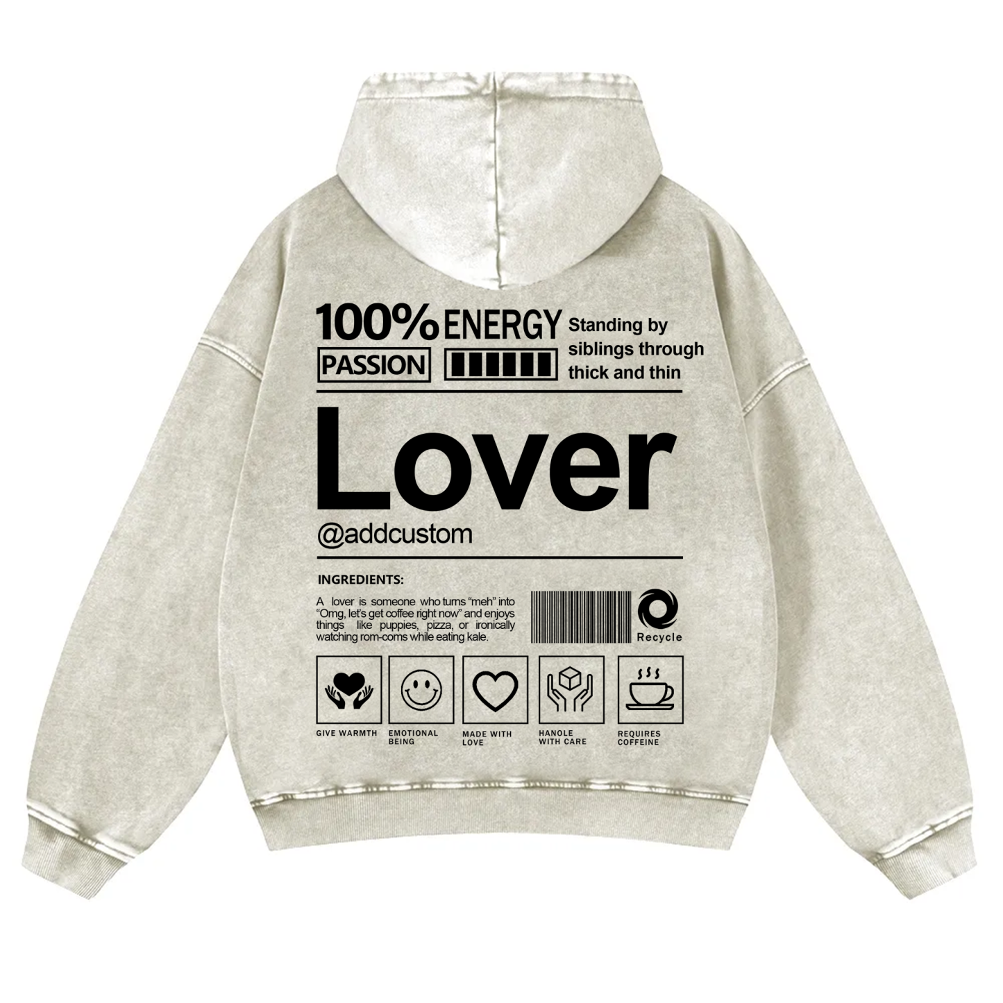 Lover Addcustom  Vintage Washed Hoodie