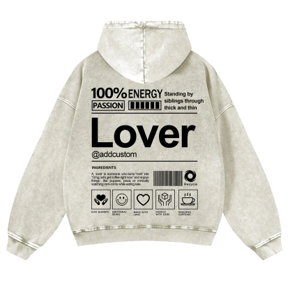 Lover Addcustom  Vintage Washed Hoodie