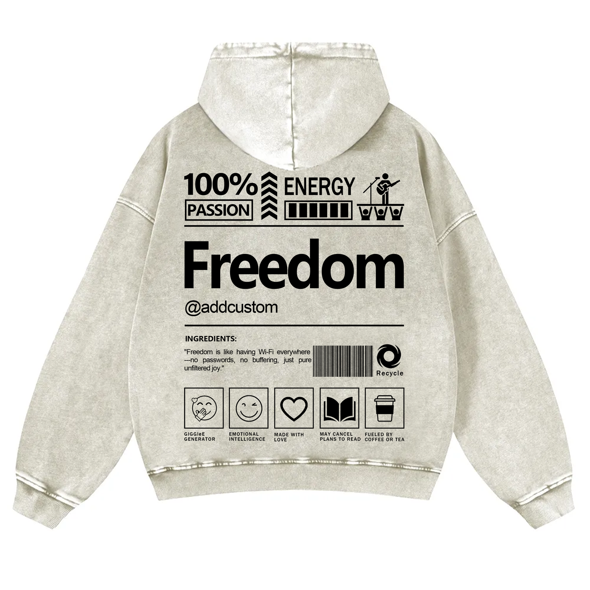 Freedom Addcustom  Vintage Washed Hoodie