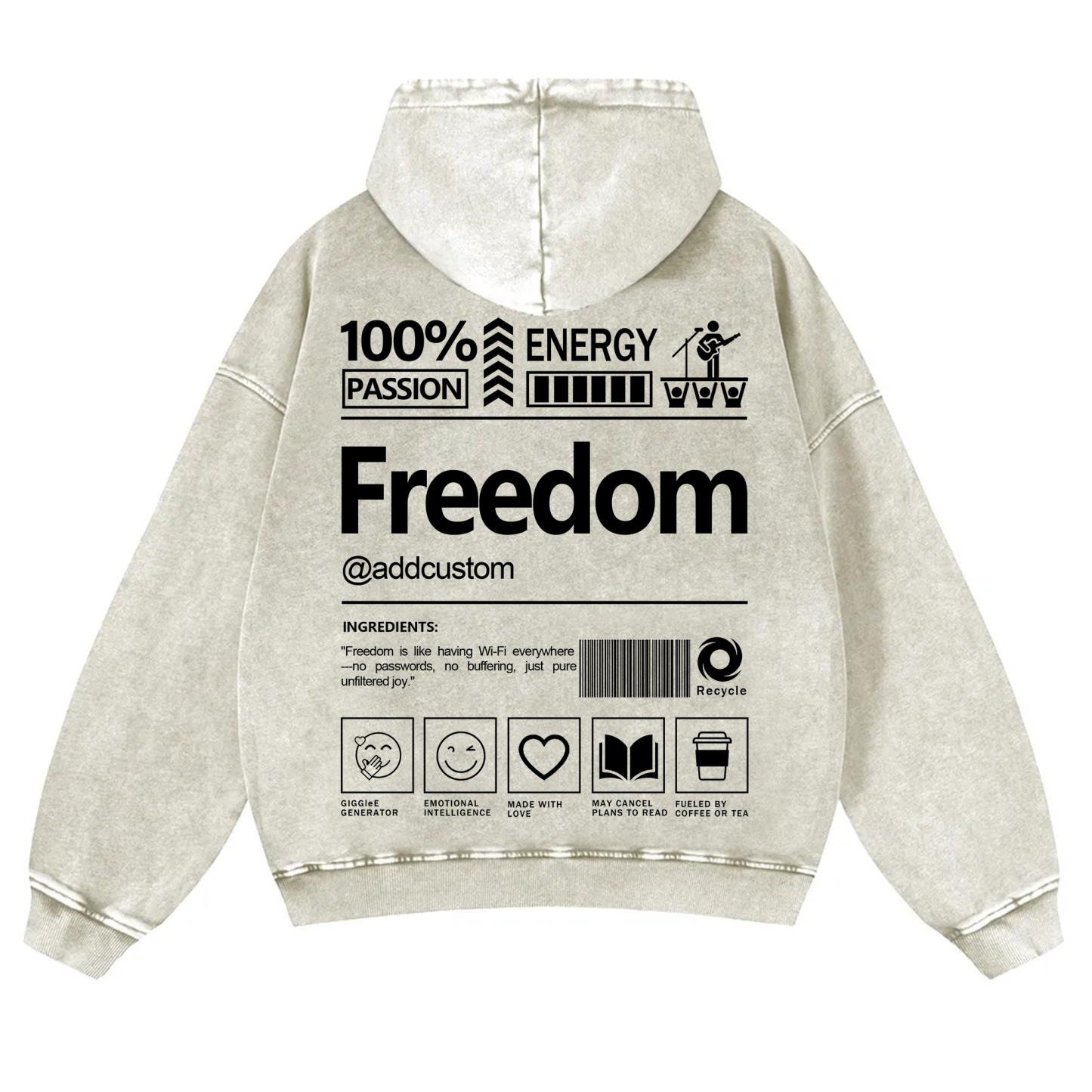 Freedom Addcustom  Vintage Washed Hoodie