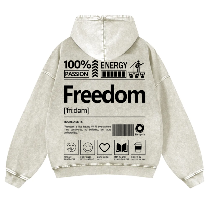 Freedom Unisex Fit Vintage Washed Hoodie