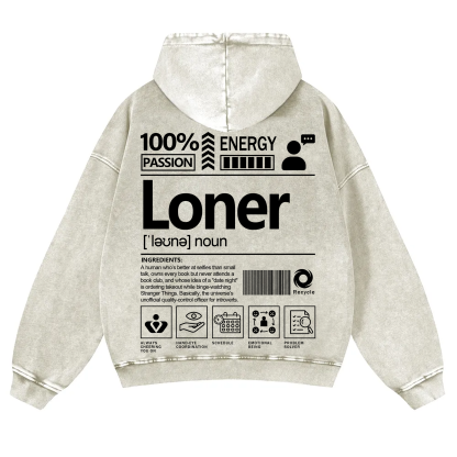 Loner Unisex Fit Vintage Washed Hoodie