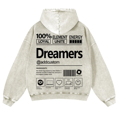 Dreamers Addcustom Unisex Fit Vintage Washed Hoodie