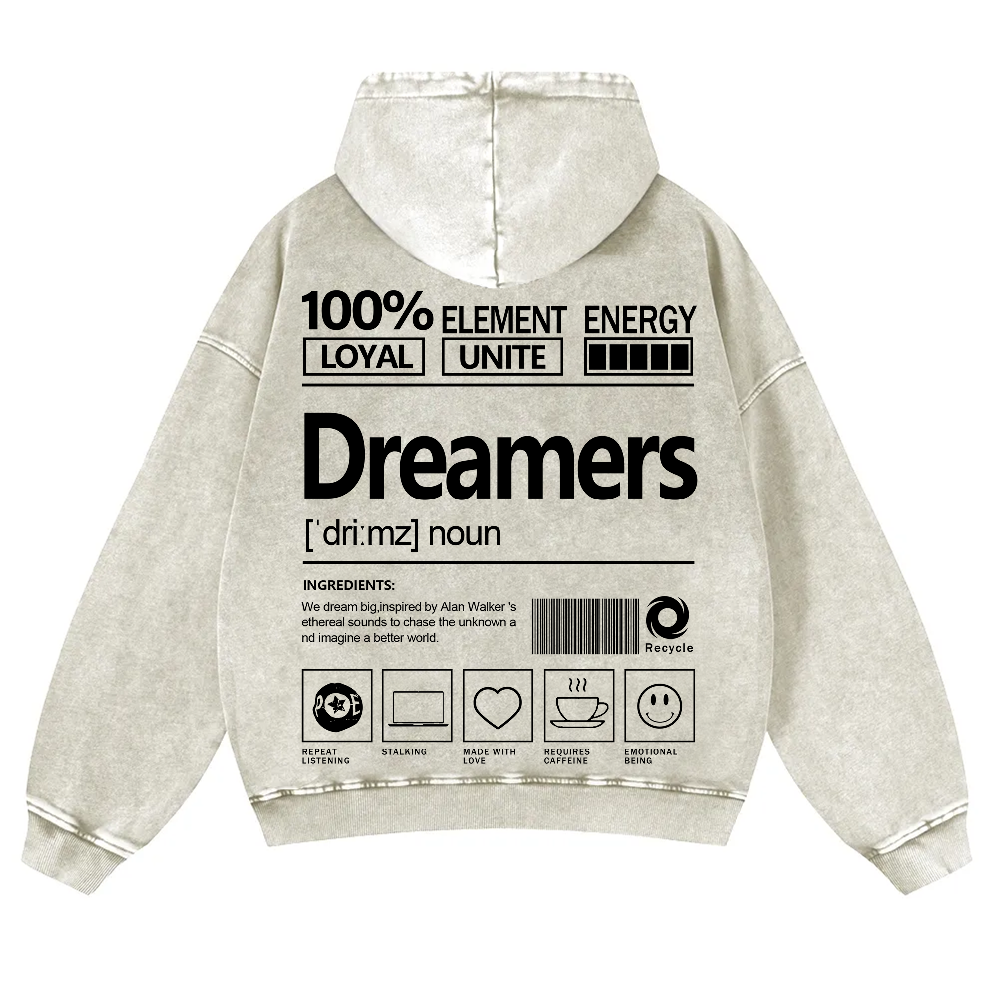 Dreamers Unisex Fit Vintage Washed Hoodie