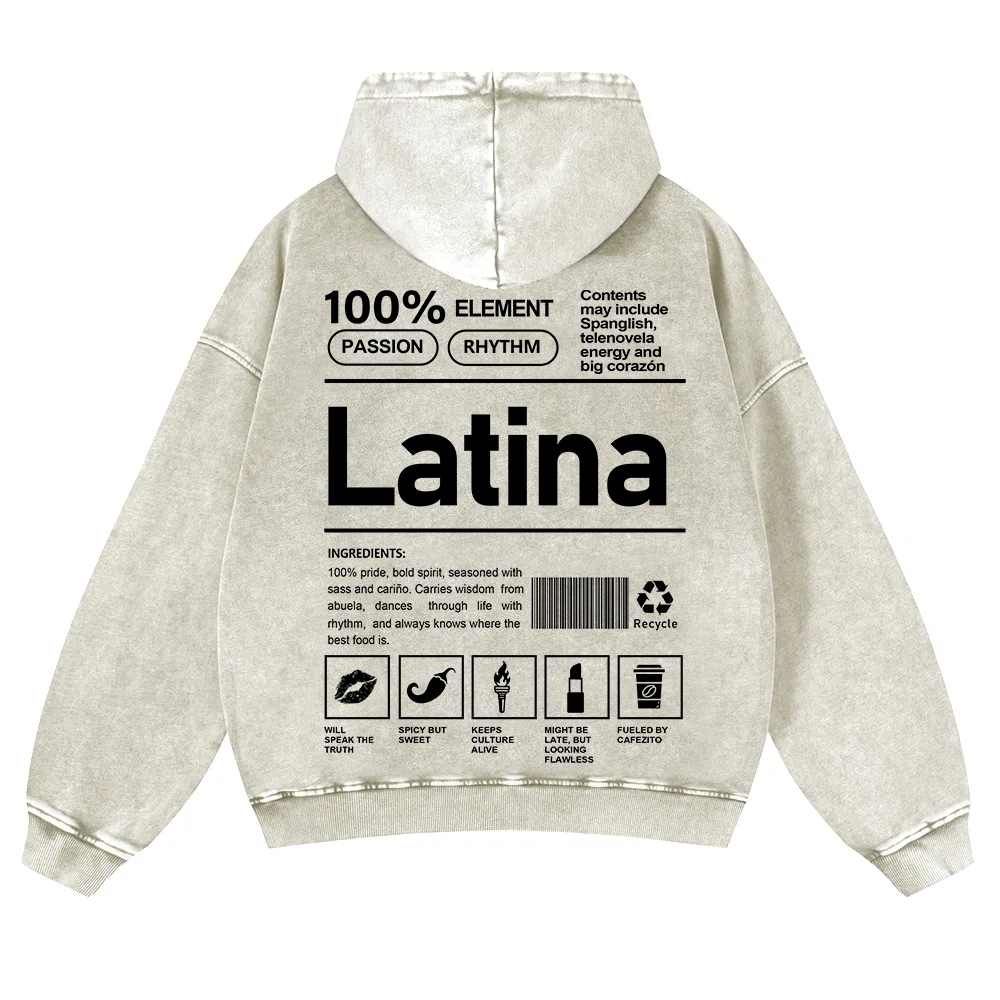 Latina Unisex Fit  Washed Hoodie wearishow